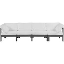  Meridian Nizuc 120" White Water Resistant Fabric Upholstered 4 pc Outdoor Patio Modular Sofa IMAGE 5