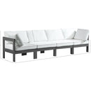  Meridian Nizuc 120" White Water Resistant Fabric Upholstered 4 pc Outdoor Patio Modular Sofa IMAGE 8