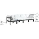 Meridian Nizuc 120" White Water Resistant Fabric Upholstered 4 pc Outdoor Patio Modular Sofa IMAGE 9