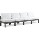  Meridian Nizuc 120" White Water Resistant Fabric Upholstered 4 pc Outdoor Patio Armless Modular IMAGE 1