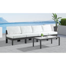  Meridian Nizuc 120" White Water Resistant Fabric Upholstered 4 pc Outdoor Patio Armless Modular IMAGE 2