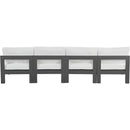  Meridian Nizuc 120" White Water Resistant Fabric Upholstered 4 pc Outdoor Patio Armless Modular IMAGE 3