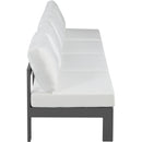 Meridian Nizuc 120" White Water Resistant Fabric Upholstered 4 pc Outdoor Patio Armless Modular IMAGE 4