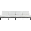  Meridian Nizuc 120" White Water Resistant Fabric Upholstered 4 pc Outdoor Patio Armless Modular IMAGE 5