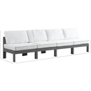  Meridian Nizuc 120" White Water Resistant Fabric Upholstered 4 pc Outdoor Patio Armless Modular IMAGE 8