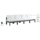  Meridian Nizuc 120" White Water Resistant Fabric Upholstered 4 pc Outdoor Patio Armless Modular IMAGE 9