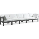  Meridian Nizuc 150" White Water Resistant Fabric Upholstered 5 pc Outdoor Patio Modular Sofa IMAGE 1