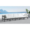  Meridian Nizuc 150" White Water Resistant Fabric Upholstered 5 pc Outdoor Patio Modular Sofa IMAGE 2