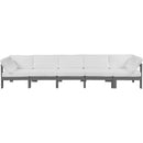  Meridian Nizuc 150" White Water Resistant Fabric Upholstered 5 pc Outdoor Patio Modular Sofa IMAGE 5