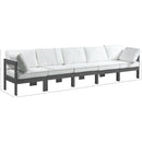  Meridian Nizuc 150" White Water Resistant Fabric Upholstered 5 pc Outdoor Patio Modular Sofa IMAGE 8