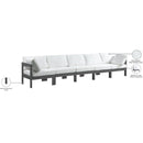  Meridian Nizuc 150" White Water Resistant Fabric Upholstered 5 pc Outdoor Patio Modular Sofa IMAGE 9