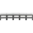  Meridian Nizuc 150" White Water Resistant Fabric Upholstered 5 pc Outdoor Patio Armless Modular IMAGE 3