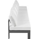  Meridian Nizuc 150" White Water Resistant Fabric Upholstered 5 pc Outdoor Patio Armless Modular IMAGE 4