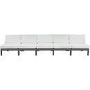  Meridian Nizuc 150" White Water Resistant Fabric Upholstered 5 pc Outdoor Patio Armless Modular IMAGE 5