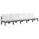  Meridian Nizuc 150" White Water Resistant Fabric Upholstered 5 pc Outdoor Patio Armless Modular IMAGE 8