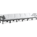  Meridian Nizuc 180" White Water Resistant Fabric Upholstered 6 pc Outdoor Patio Modular Sofa IMAGE 1