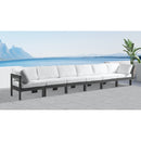 Meridian Nizuc 180" White Water Resistant Fabric Upholstered 6 pc Outdoor Patio Modular Sofa IMAGE 2