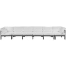  Meridian Nizuc 180" White Water Resistant Fabric Upholstered 6 pc Outdoor Patio Modular Sofa IMAGE 5
