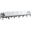  Meridian Nizuc 180" White Water Resistant Fabric Upholstered 6 pc Outdoor Patio Modular Sofa IMAGE 8