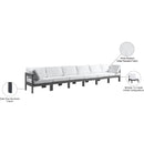  Meridian Nizuc 180" White Water Resistant Fabric Upholstered 6 pc Outdoor Patio Modular Sofa IMAGE 9