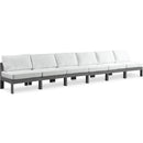  Meridian Nizuc 180" White Water Resistant Fabric Upholstered 6 pc Outdoor Patio Armless Modular IMAGE 1