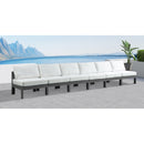  Meridian Nizuc 180" White Water Resistant Fabric Upholstered 6 pc Outdoor Patio Armless Modular IMAGE 2