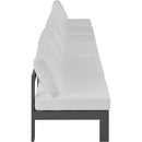 Meridian Nizuc 180" White Water Resistant Fabric Upholstered 6 pc Outdoor Patio Armless Modular IMAGE 4