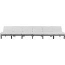  Meridian Nizuc 180" White Water Resistant Fabric Upholstered 6 pc Outdoor Patio Armless Modular IMAGE 5