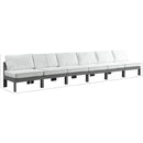  Meridian Nizuc 180" White Water Resistant Fabric Upholstered 6 pc Outdoor Patio Armless Modular IMAGE 8