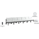 Meridian Nizuc 180" White Water Resistant Fabric Upholstered 6 pc Outdoor Patio Armless Modular IMAGE 9