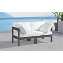  Meridian Nizuc 60" White Water Resistant Fabric Upholstered 2 pc Outdoor Patio Modular Loveseat IMAGE 2
