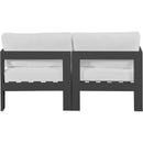  Meridian Nizuc 60" White Water Resistant Fabric Upholstered 2 pc Outdoor Patio Modular Loveseat IMAGE 3