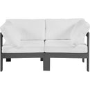  Meridian Nizuc 60" White Water Resistant Fabric Upholstered 2 pc Outdoor Patio Modular Loveseat IMAGE 5