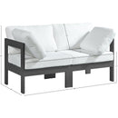  Meridian Nizuc 60" White Water Resistant Fabric Upholstered 2 pc Outdoor Patio Modular Loveseat IMAGE 8