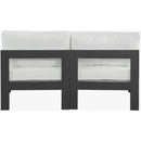  Meridian Nizuc 60" White Water Resistant Fabric Upholstered 2 pc Outdoor Patio Armless Modular IMAGE 3