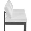  Meridian Nizuc 60" White Water Resistant Fabric Upholstered 2 pc Outdoor Patio Armless Modular IMAGE 4
