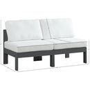 Meridian Nizuc 60" White Water Resistant Fabric Upholstered 2 pc Outdoor Patio Armless Modular IMAGE 8