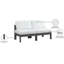  Meridian Nizuc 60" White Water Resistant Fabric Upholstered 2 pc Outdoor Patio Armless Modular IMAGE 9
