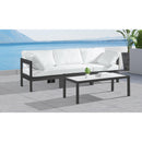  Meridian Nizuc 90" White Water Resistant Fabric Upholstered 3 pc Outdoor Patio Modular Sofa IMAGE 2
