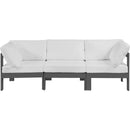  Meridian Nizuc 90" White Water Resistant Fabric Upholstered 3 pc Outdoor Patio Modular Sofa IMAGE 5