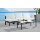  Meridian Nizuc 90" White Water Resistant Fabric Upholstered 3 pc Outdoor Patio Armless Modular IMAGE 2