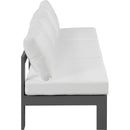 Meridian Nizuc 90" White Water Resistant Fabric Upholstered 3 pc Outdoor Patio Armless Modular IMAGE 4