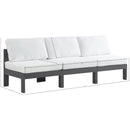  Meridian Nizuc 90" White Water Resistant Fabric Upholstered 3 pc Outdoor Patio Armless Modular IMAGE 8