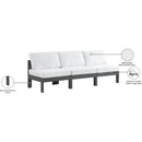  Meridian Nizuc 90" White Water Resistant Fabric Upholstered 3 pc Outdoor Patio Armless Modular IMAGE 9