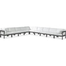  Meridian Nizuc 180" White Water Resistant Fabric Upholstered 10 pc Outdoor Patio Modular Sectional IMAGE 1