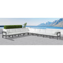  Meridian Nizuc 180" White Water Resistant Fabric Upholstered 10 pc Outdoor Patio Modular Sectional IMAGE 2