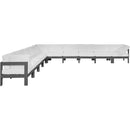  Meridian Nizuc 180" White Water Resistant Fabric Upholstered 10 pc Outdoor Patio Modular Sectional IMAGE 5