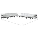  Meridian Nizuc 180" White Water Resistant Fabric Upholstered 10 pc Outdoor Patio Modular Sectional IMAGE 8