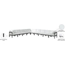  Meridian Nizuc 180" White Water Resistant Fabric Upholstered 10 pc Outdoor Patio Modular Sectional IMAGE 9