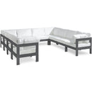  Meridian Nizuc 120" White Water Resistant Fabric Upholstered 10 pc Outdoor Patio Modular Sectional IMAGE 1